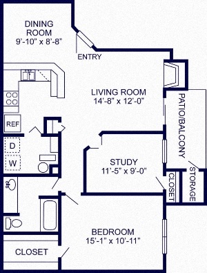 Floor plan layout diagram for 2B Renovation 2